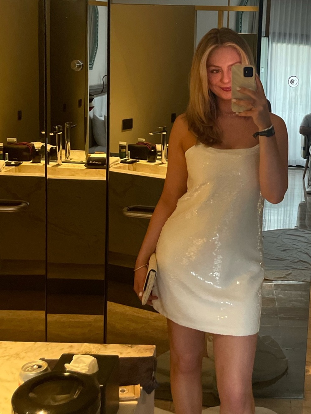 Abercrombie & Fitch White Sequined Mini Dress